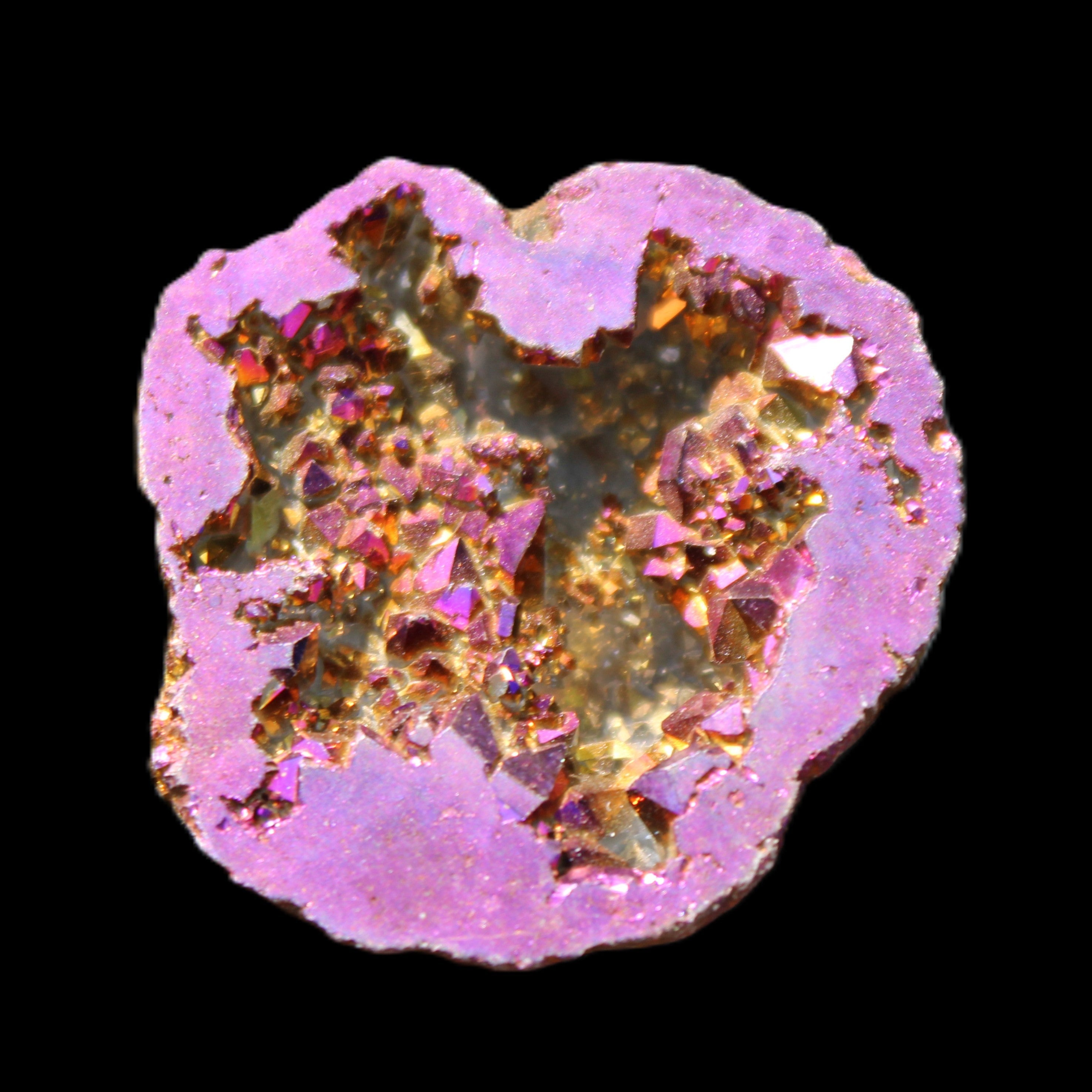 Electric Purple Agate electroplated geode 30mm 7-8g in sunlight - Rocks and Things Store