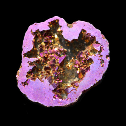Electric Purple Agate electroplated geode 30mm 7-8g in sunlight - Rocks and Things Store