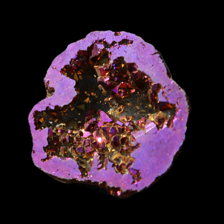 Electric Purple Agate electroplated geode 30mm 7-8g in sunlight - Rocks and Things Store