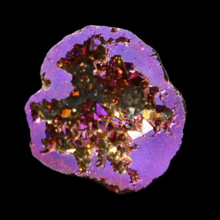 Electric Purple Agate electroplated geode 30mm 7-8g in sunlight - Rocks and Things Store
