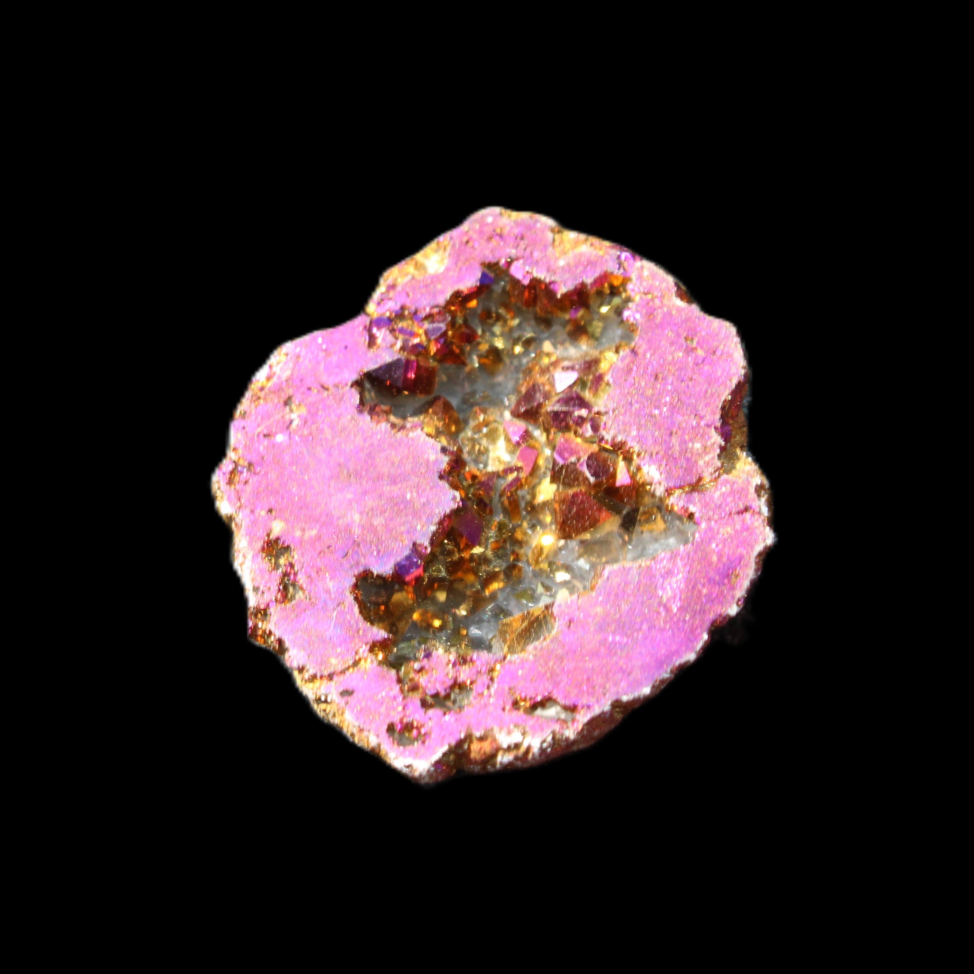 Electric Purple Agate electroplated geode 30mm 7-8g in sunlight - Rocks and Things Store