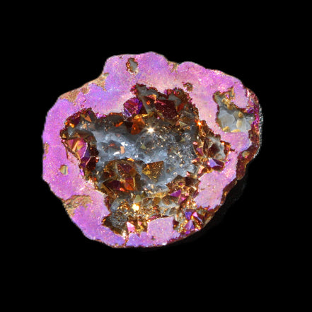 Electric Purple Agate electroplated geode 30mm 7-8g in sunlight - Rocks and Things Store