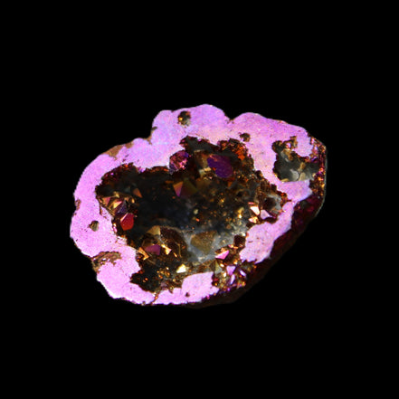 Electric Purple Agate electroplated geode 30mm 7-8g in sunlight - Rocks and Things Store