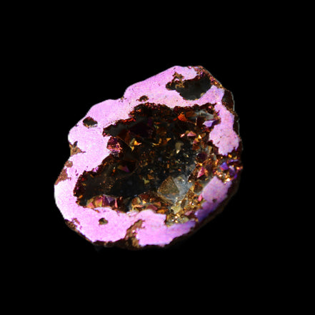 Electric Purple Agate electroplated geode 30mm 7-8g in sunlight - Rocks and Things Store