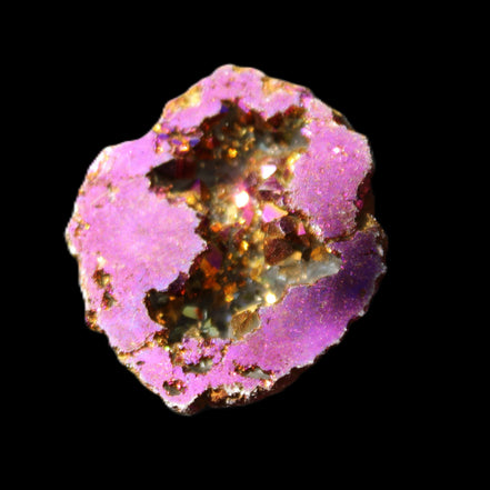Electric Purple Agate electroplated geode 30mm 7-8g in sunlight - Rocks and Things Store