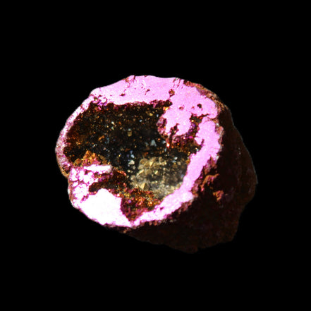 Electric Purple Agate electroplated geode 30mm 7-8g in sunlight - Rocks and Things Store