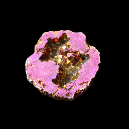 Electric Purple Agate electroplated geode 30mm 7-8g in sunlight - Rocks and Things Store
