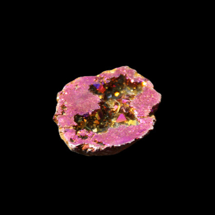 Electric Purple Agate electroplated geode 30mm 7-8g in sunlight - Rocks and Things Store