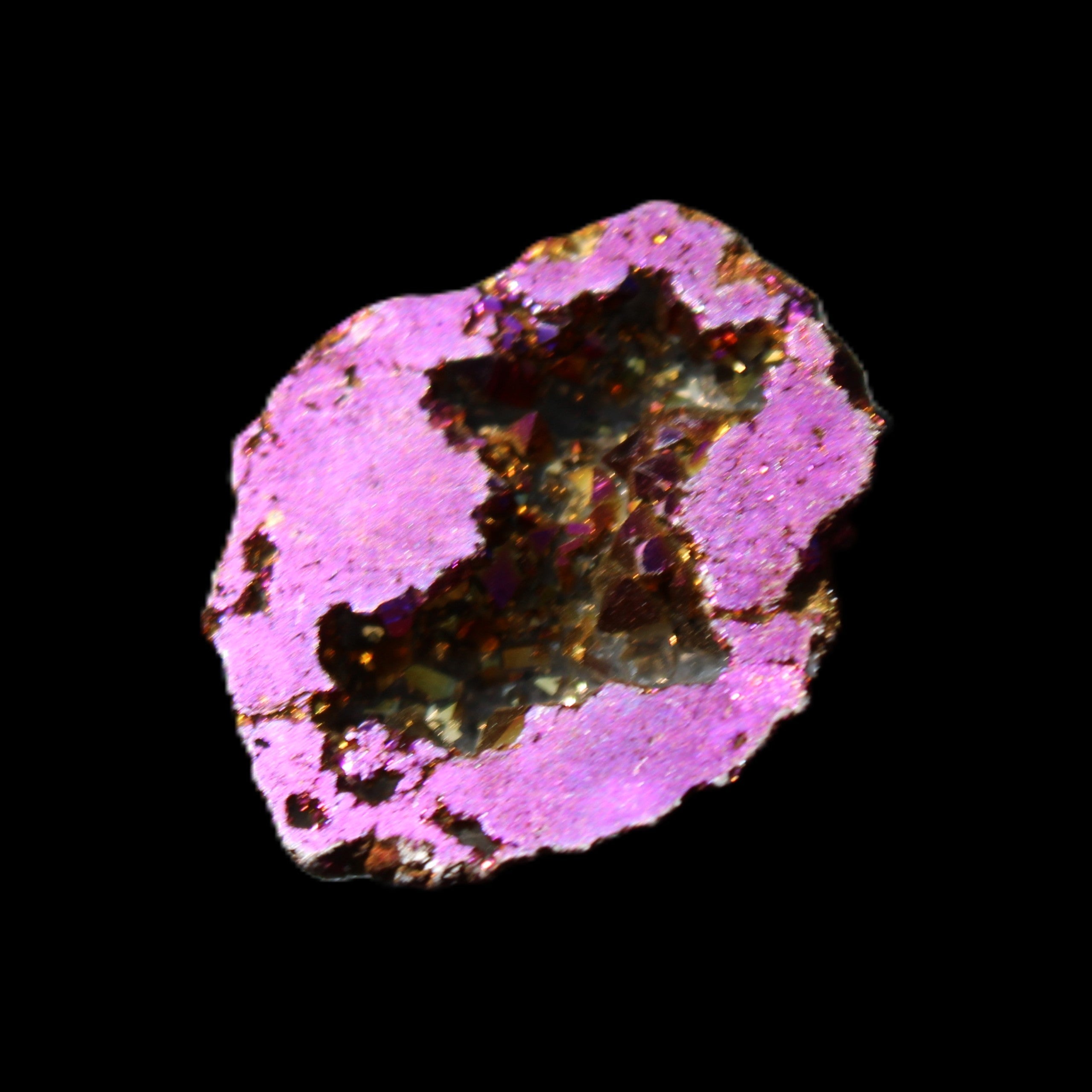Electric Purple Agate electroplated geode 30mm 7-8g in sunlight - Rocks and Things Store