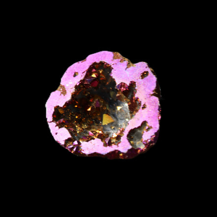 Electric Purple Agate electroplated geode 30mm 7-8g in sunlight - Rocks and Things Store