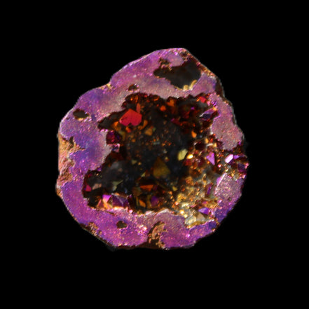 Electric Purple Agate electroplated geode 30mm 7-8g in sunlight - Rocks and Things Store