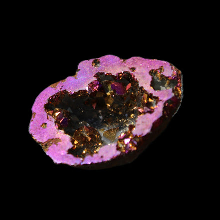 Electric Purple Agate electroplated geode 30mm 7-8g in sunlight - Rocks and Things Store