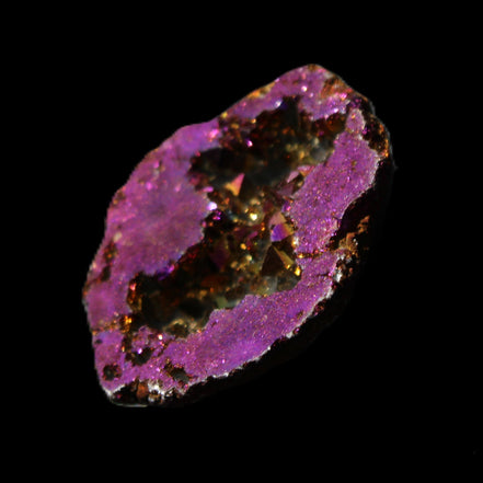 Electric Purple Agate electroplated geode 30mm 7-8g in sunlight - Rocks and Things Store