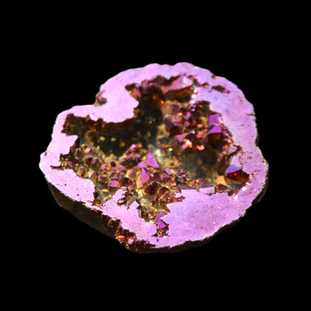 Electric Purple Agate electroplated geode 30mm 7-8g in sunlight - Rocks and Things Store