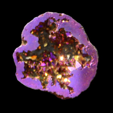 Electric Purple Agate electroplated geode 30mm 7-8g in sunlight - Rocks and Things Store