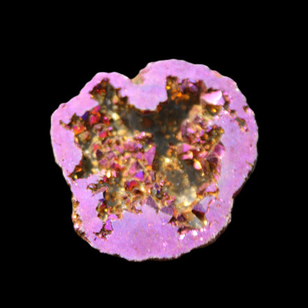 Electric Purple Agate electroplated geode 30mm 7-8g in sunlight - Rocks and Things Store