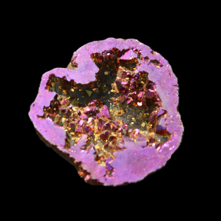 Electric Purple Agate electroplated geode 30mm 7-8g in sunlight - Rocks and Things Store
