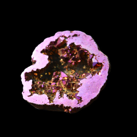 Electric Purple Agate electroplated geode 30mm 7-8g in sunlight - Rocks and Things Store
