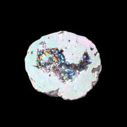 Electric Green Agate electroplated geode 30mm 10.9g in sunlight - Rocks and Things Store