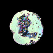 Electric Green Agate electroplated geode 30mm 10.9g in sunlight - Rocks and Things Store