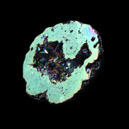 Electric Green Agate electroplated geode 30mm 10.9g in sunlight - Rocks and Things Store