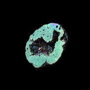 Electric Green Agate electroplated geode 30mm 10.9g in sunlight - Rocks and Things Store