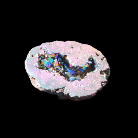 Electric Green Agate electroplated geode 30mm 10.9g in sunlight - Rocks and Things Store