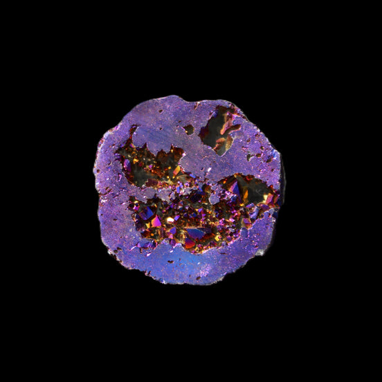 Electric Blue Agate electroplated geode 38mm 16.9/20g in sunlight - Rocks and Things Store