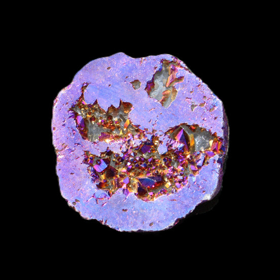 Electric Blue Agate electroplated geode 38mm 16.9/20g in sunlight - Rocks and Things Store