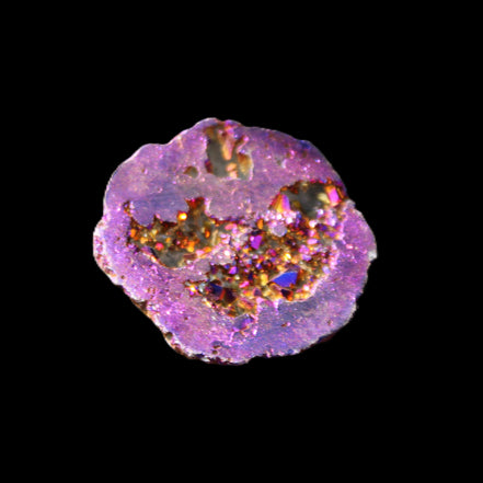 Electric Blue Agate electroplated geode 38mm 16.9/20g in sunlight - Rocks and Things Store