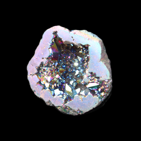 Electric Blue Agate electroplated geode 33mm 12/13g in sunlight - Rocks and Things Store