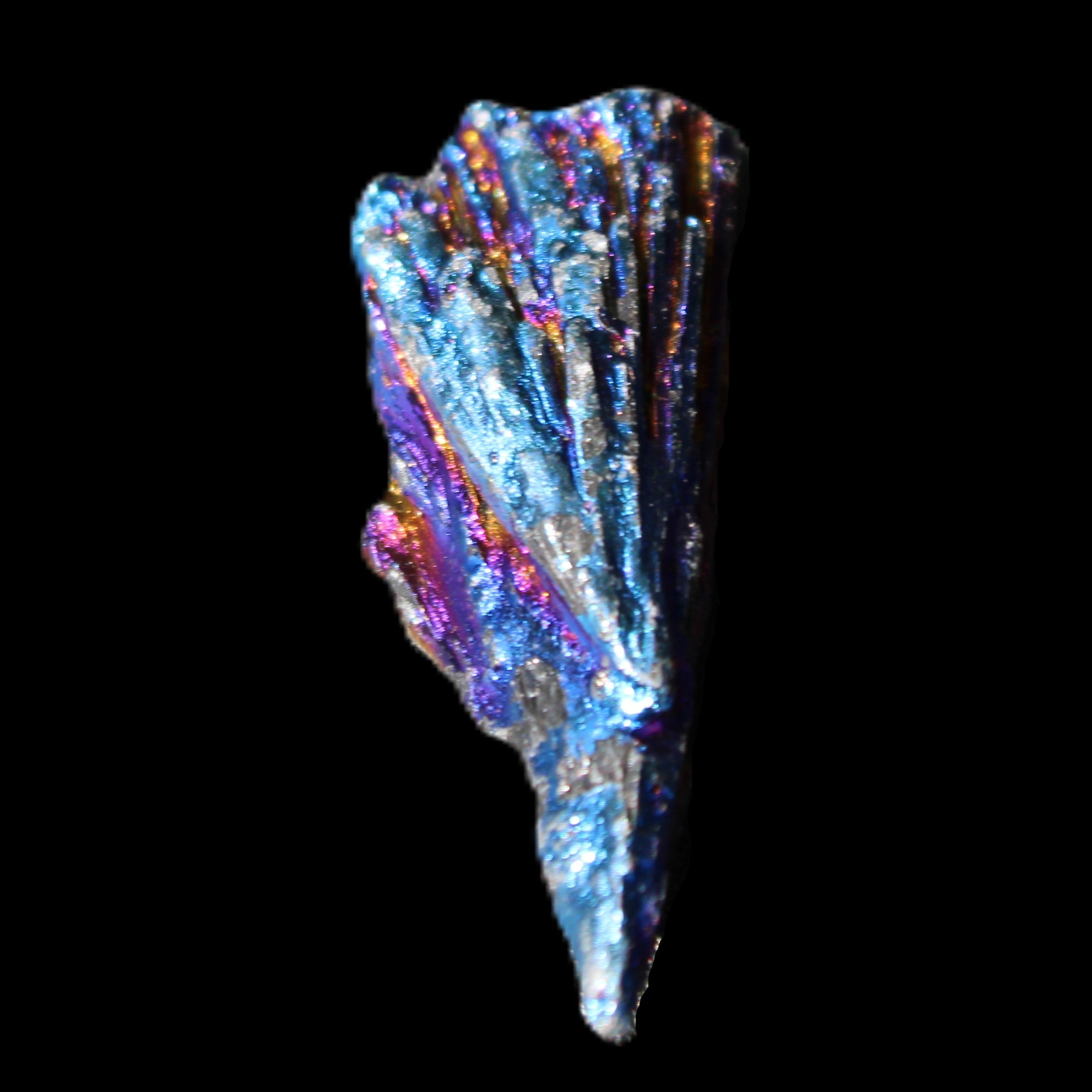 Titanium electroplated Tourmaline feather crystal 5.7g in sunlight - Rocks and Things Store