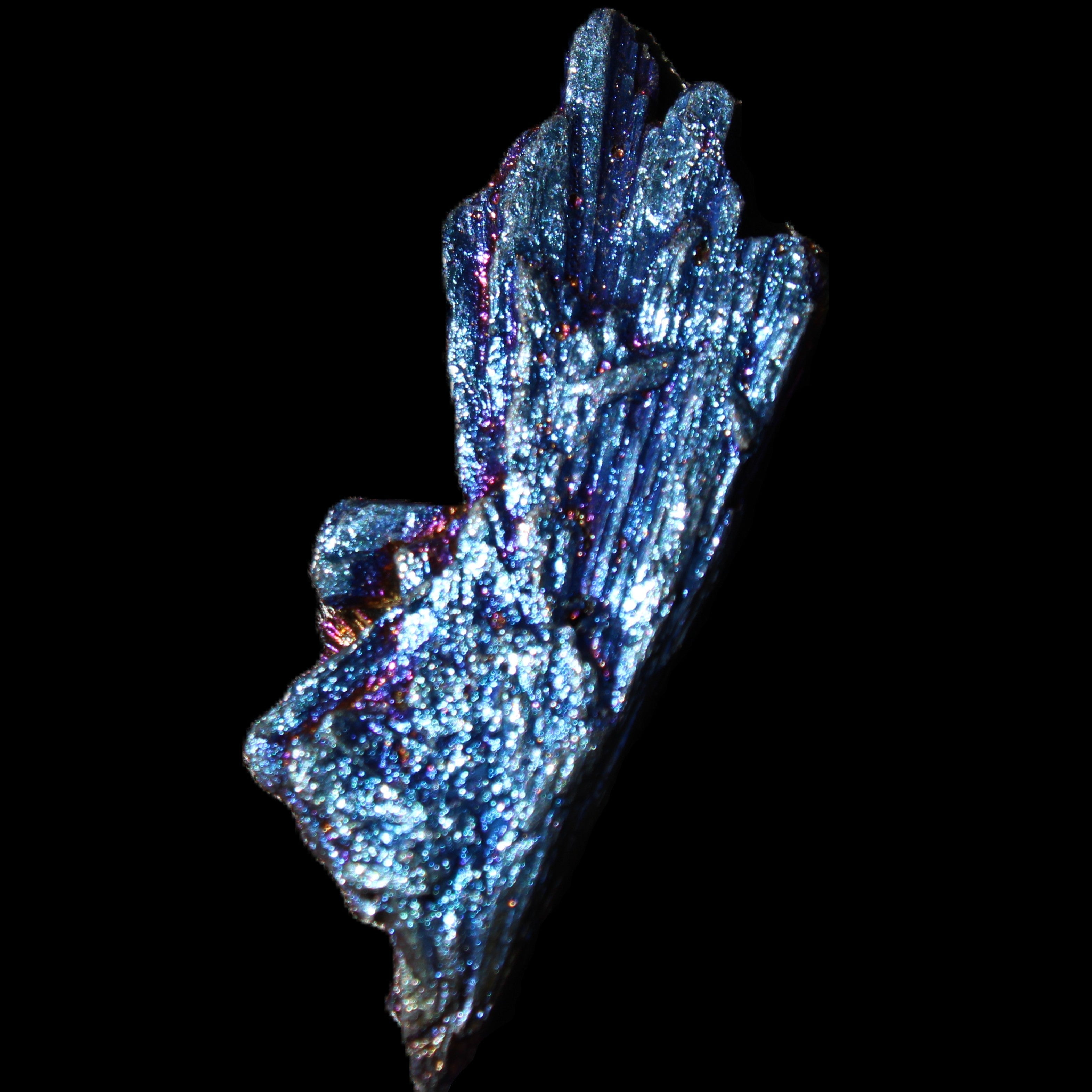 Titanium electroplated Tourmaline feather crystal 8/9g in sunlight - Rocks and Things Store