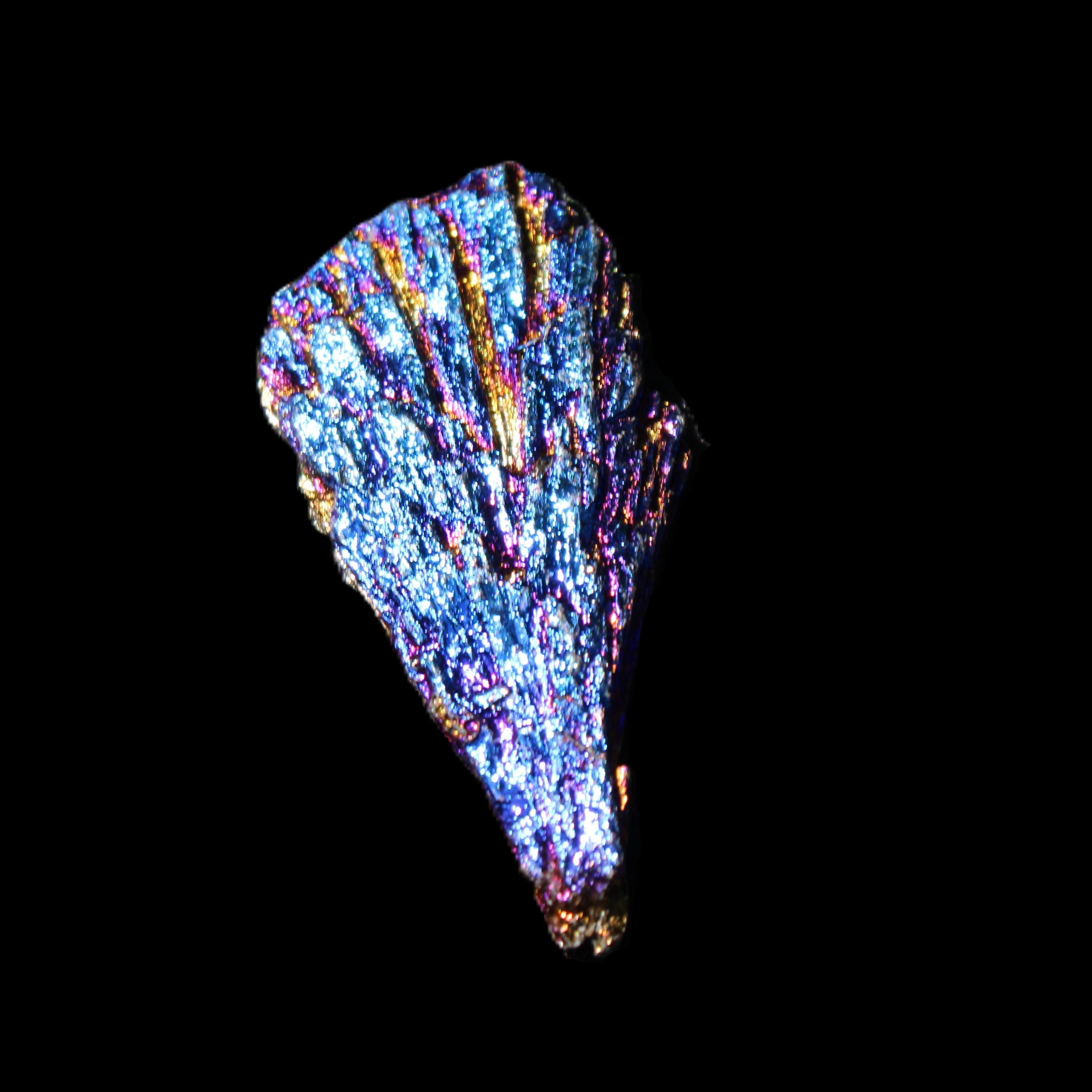 Titanium electroplated Tourmaline feather crystal 8/9g in sunlight - Rocks and Things Store