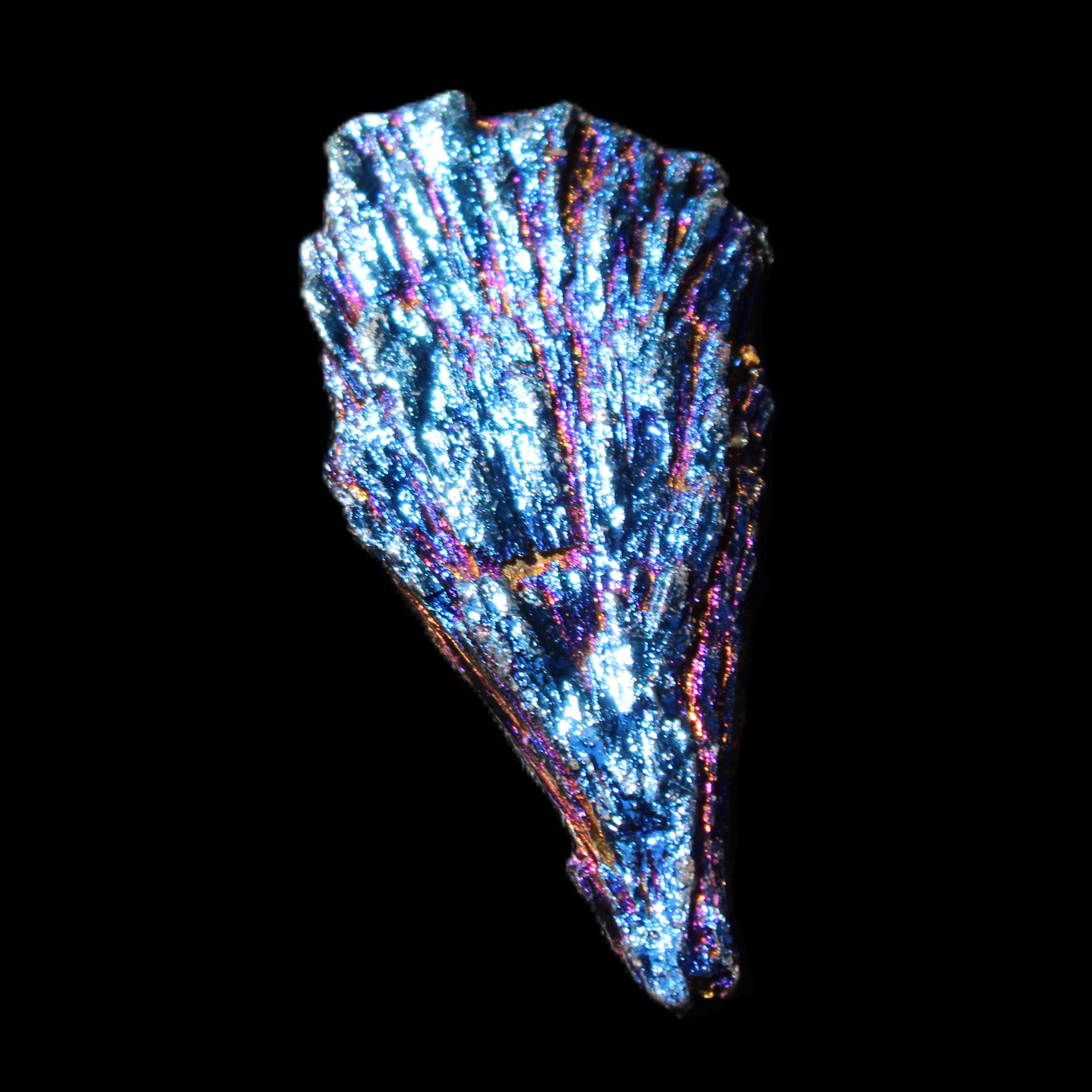 Titanium electroplated Tourmaline feather crystal 8/9g in sunlight - Rocks and Things Store