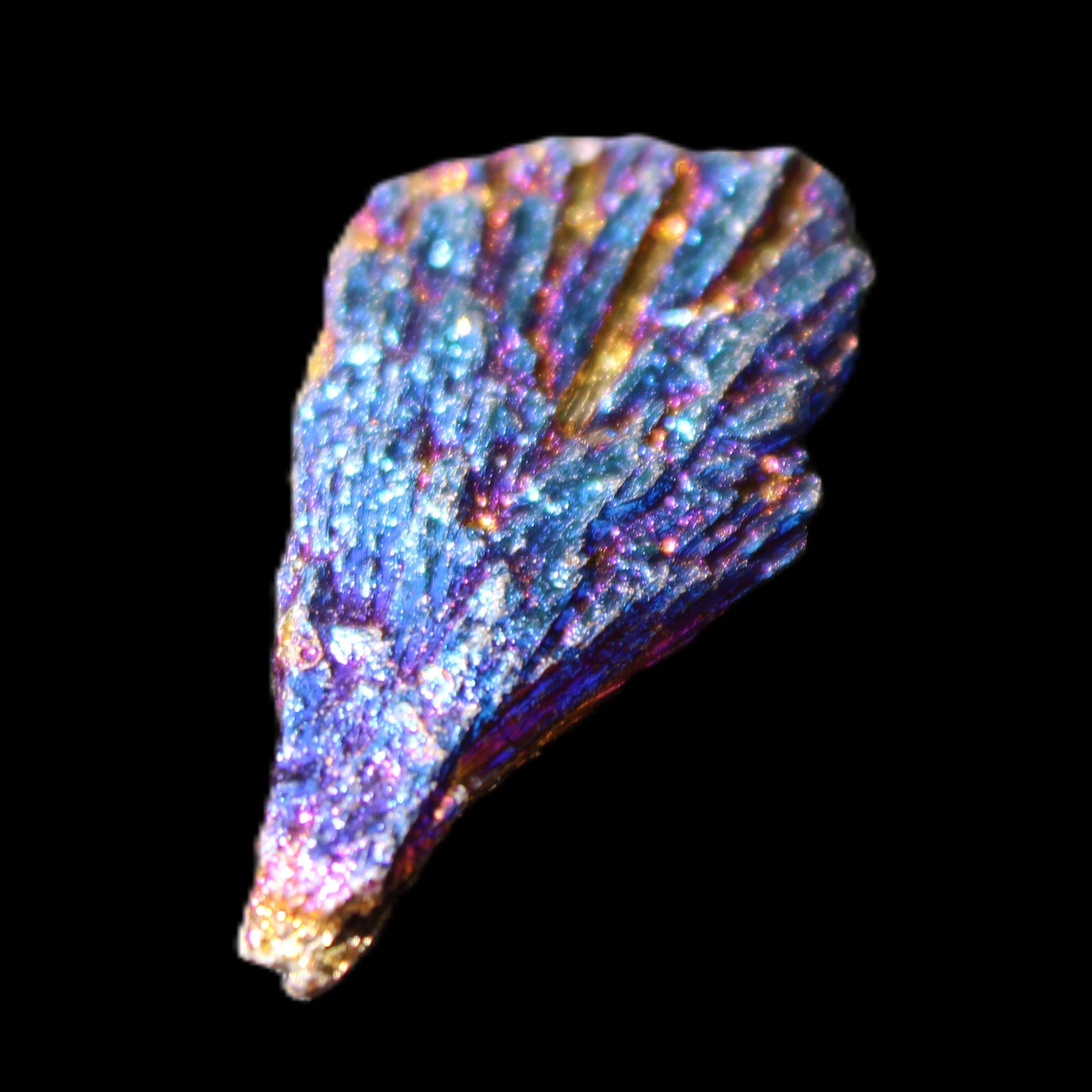 Titanium electroplated Tourmaline feather crystal 8/9g in sunlight - Rocks and Things Store