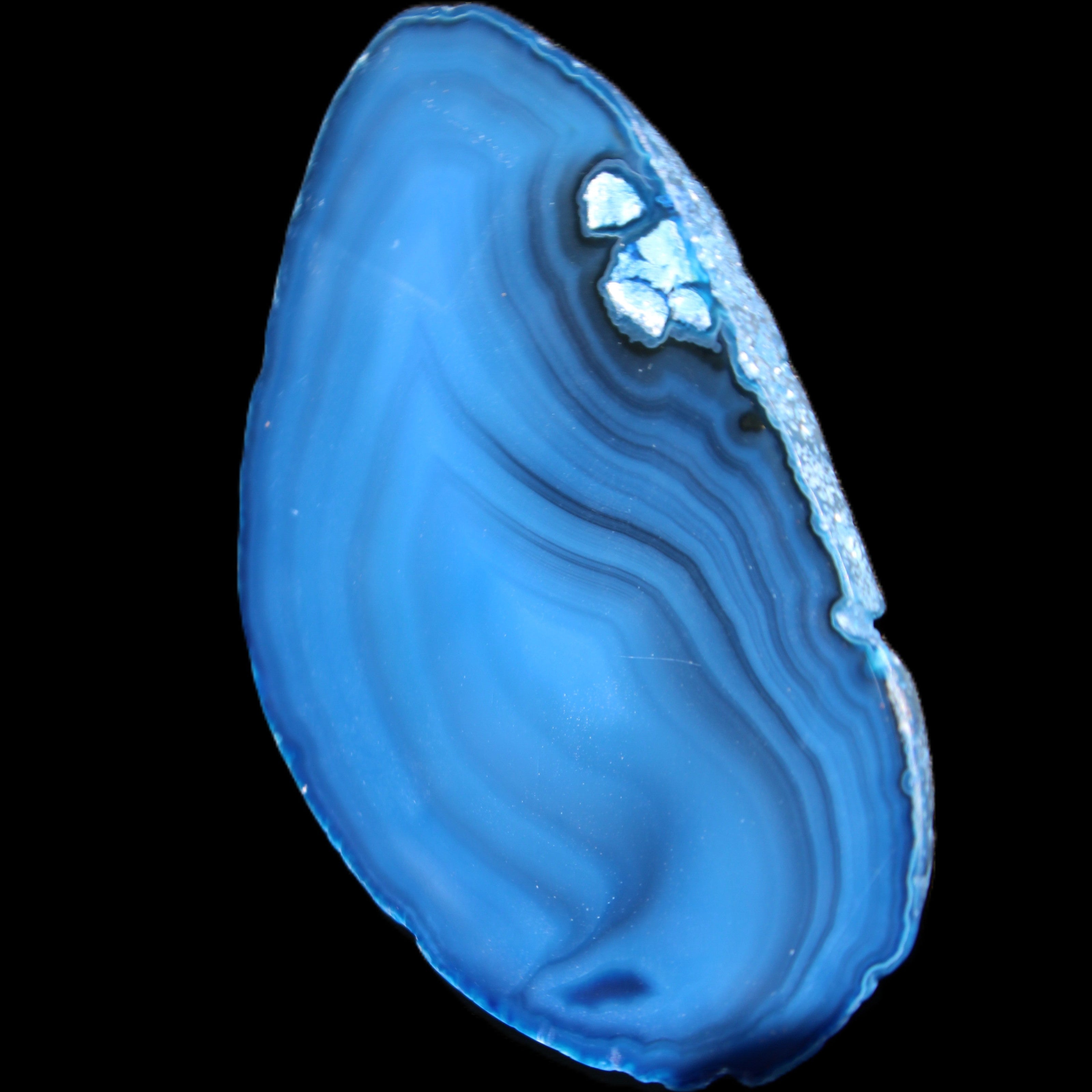 Blue dyed Agate slice 70-80mm 30-37g in sunlight - Rocks and Things Store