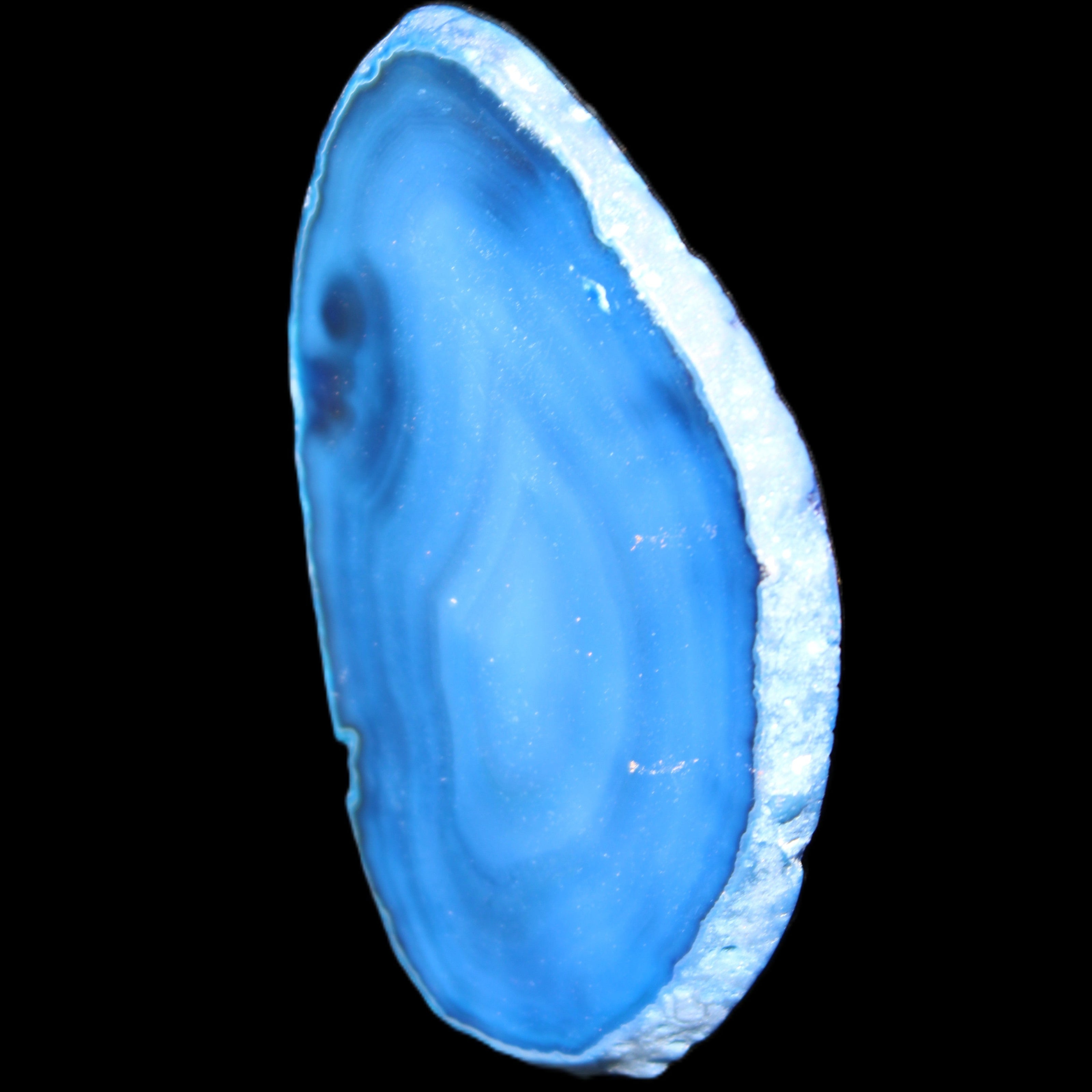 Blue dyed Agate slice 70-80mm 30-37g in sunlight - Rocks and Things Store