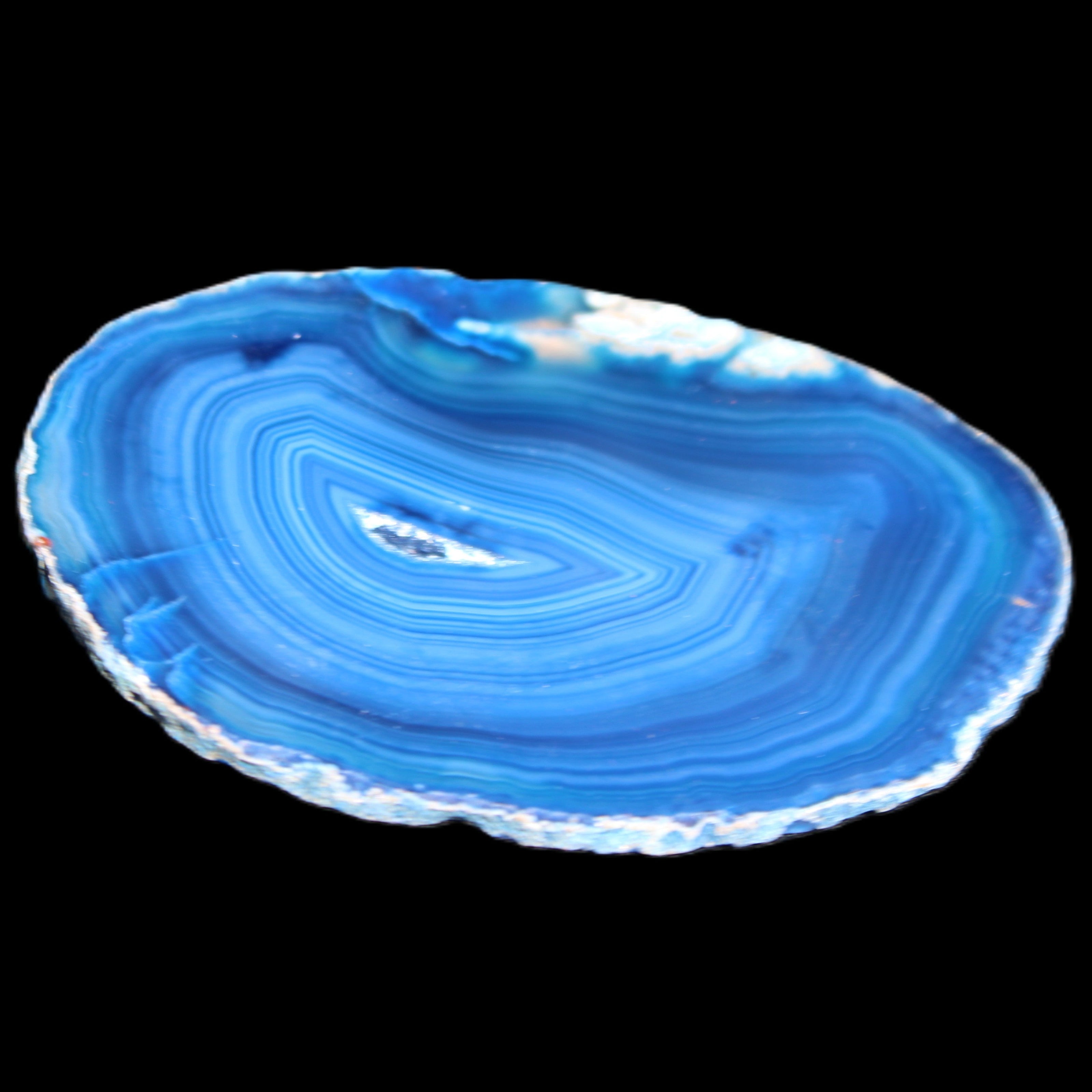 Blue dyed Agate slice 70-80mm 30-37g in sunlight - Rocks and Things Store
