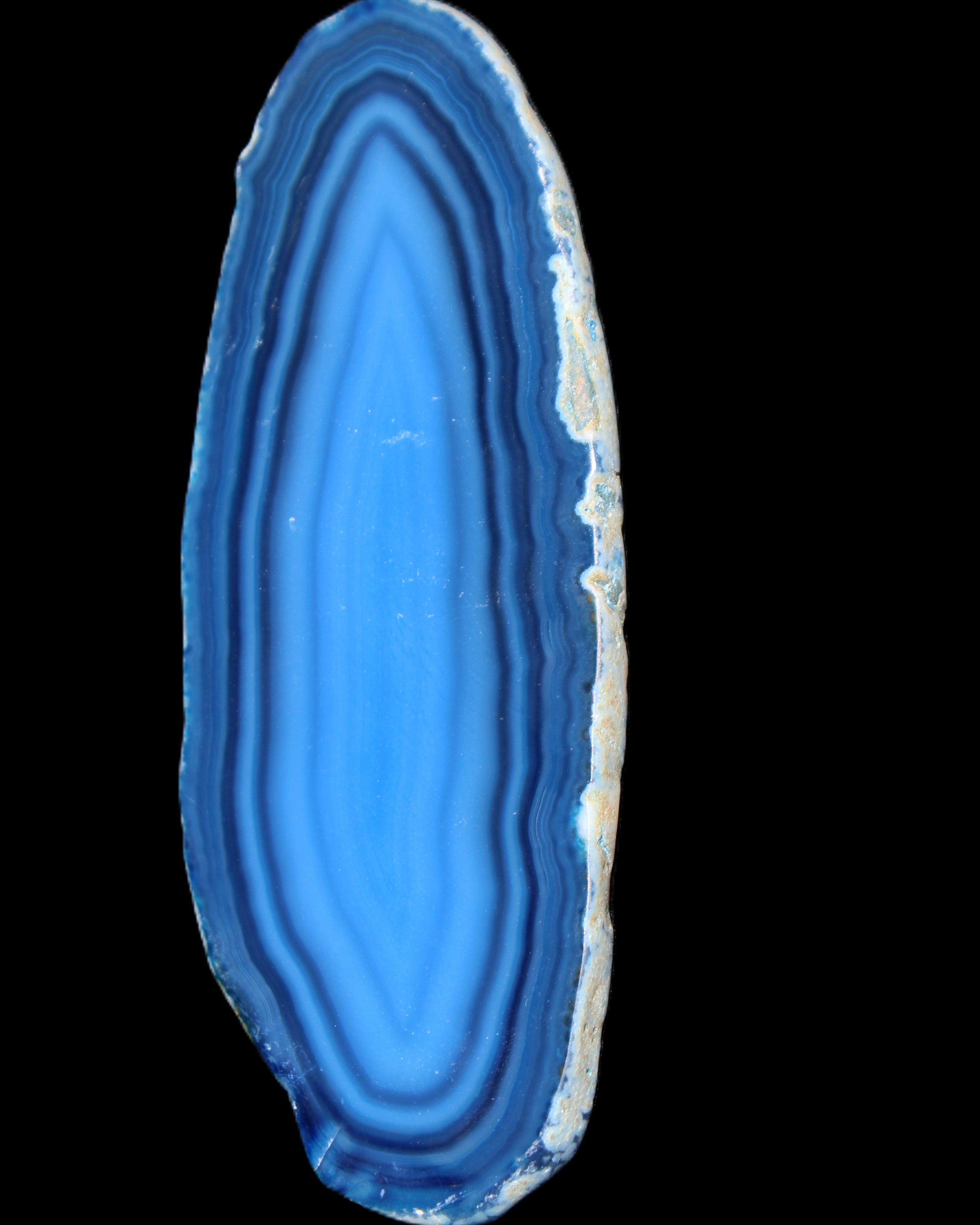 Blue dyed Agate slice 97*38*5mm 36g in sunlight - Rocks and Things Store