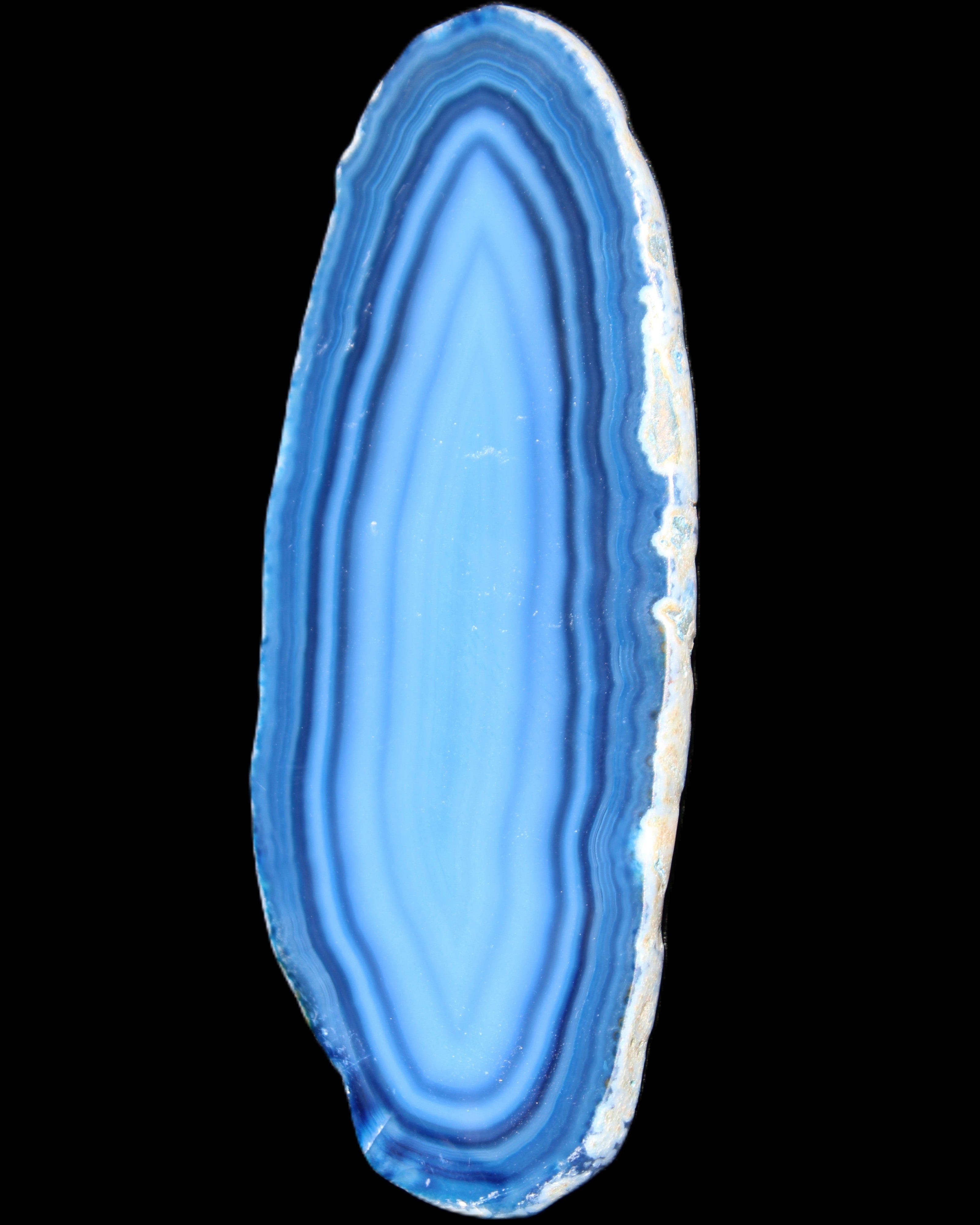 Blue dyed Agate slice 97*38*5mm 36g in sunlight - Rocks and Things Store