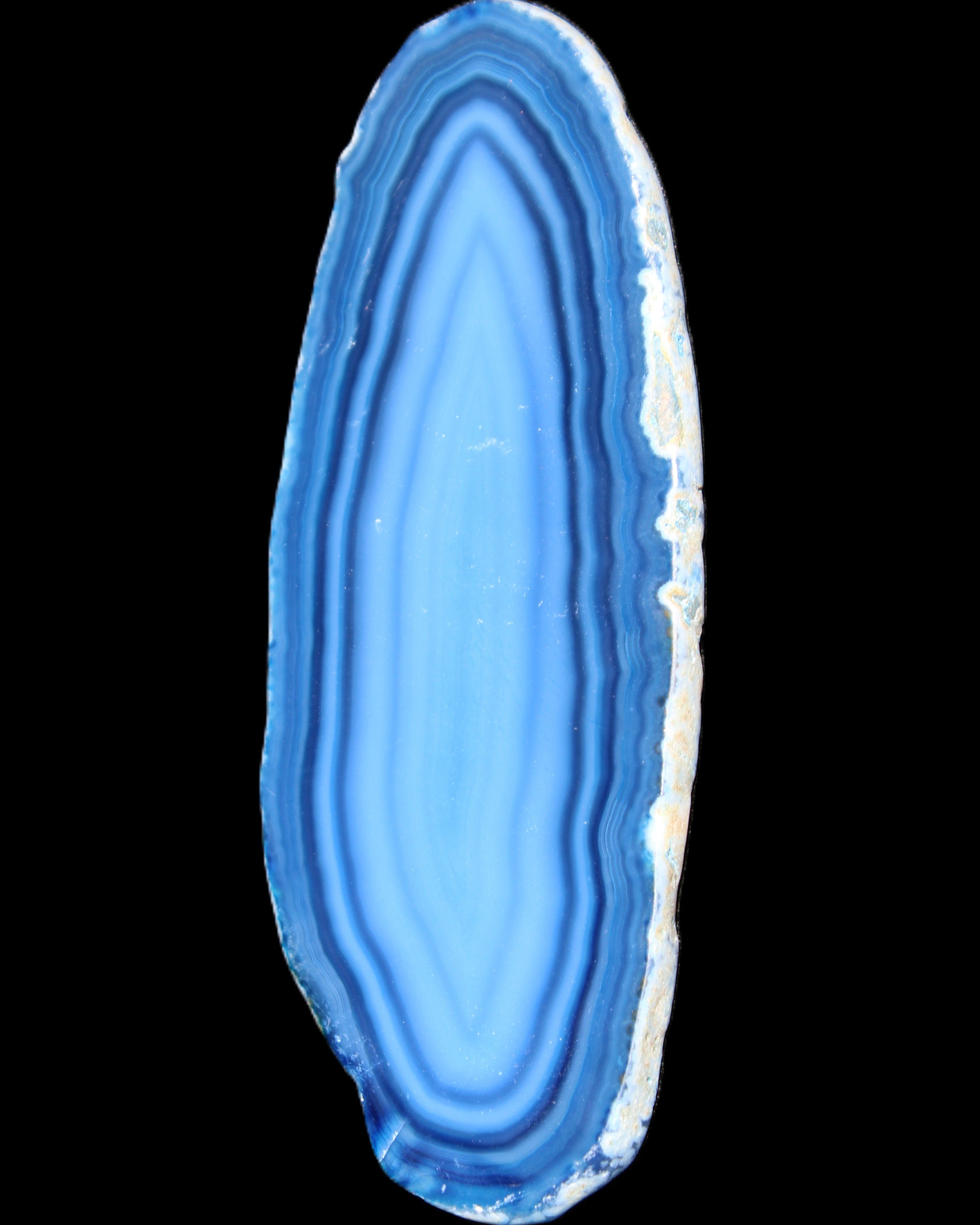 Blue dyed Agate slice 97*38*5mm 36g in sunlight - Rocks and Things Store