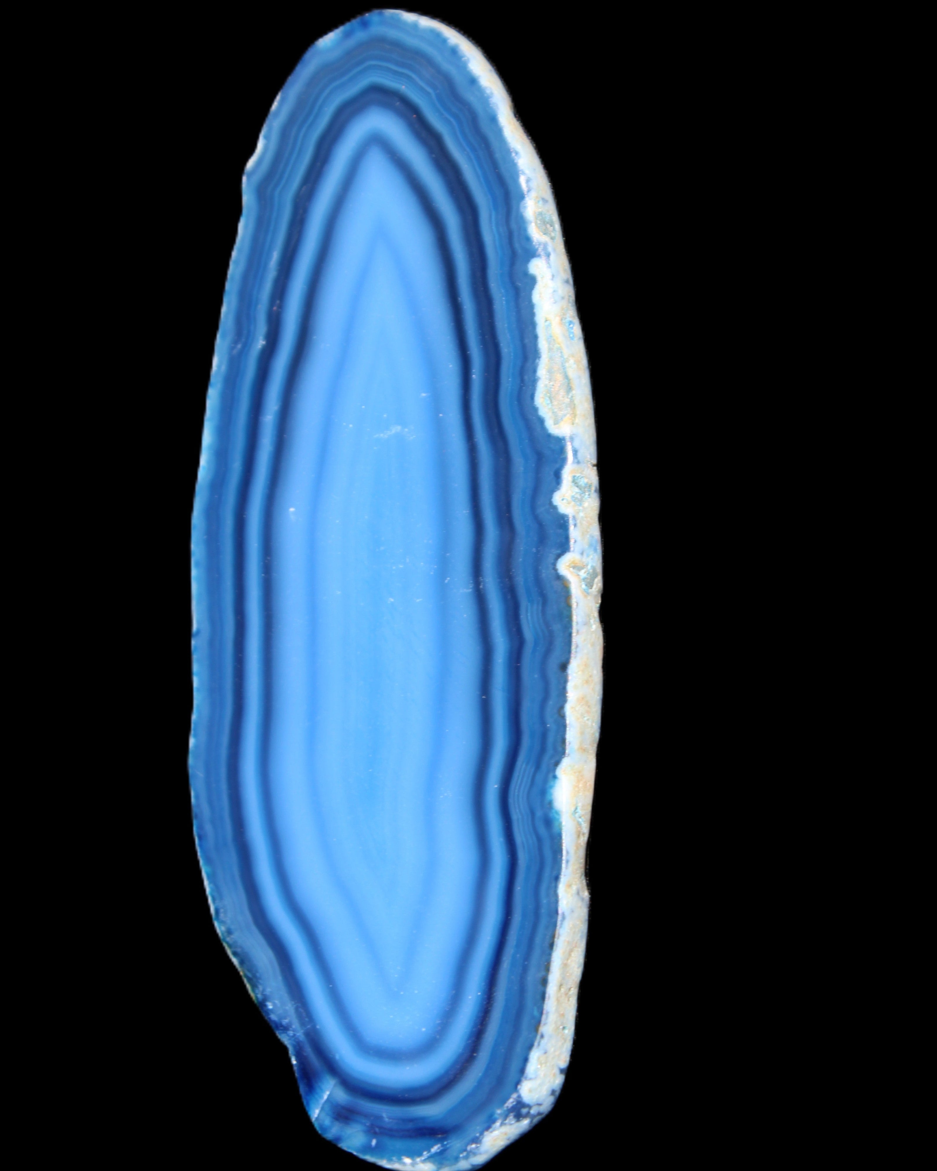Blue dyed Agate slice 97*38*5mm 36g in sunlight - Rocks and Things Store