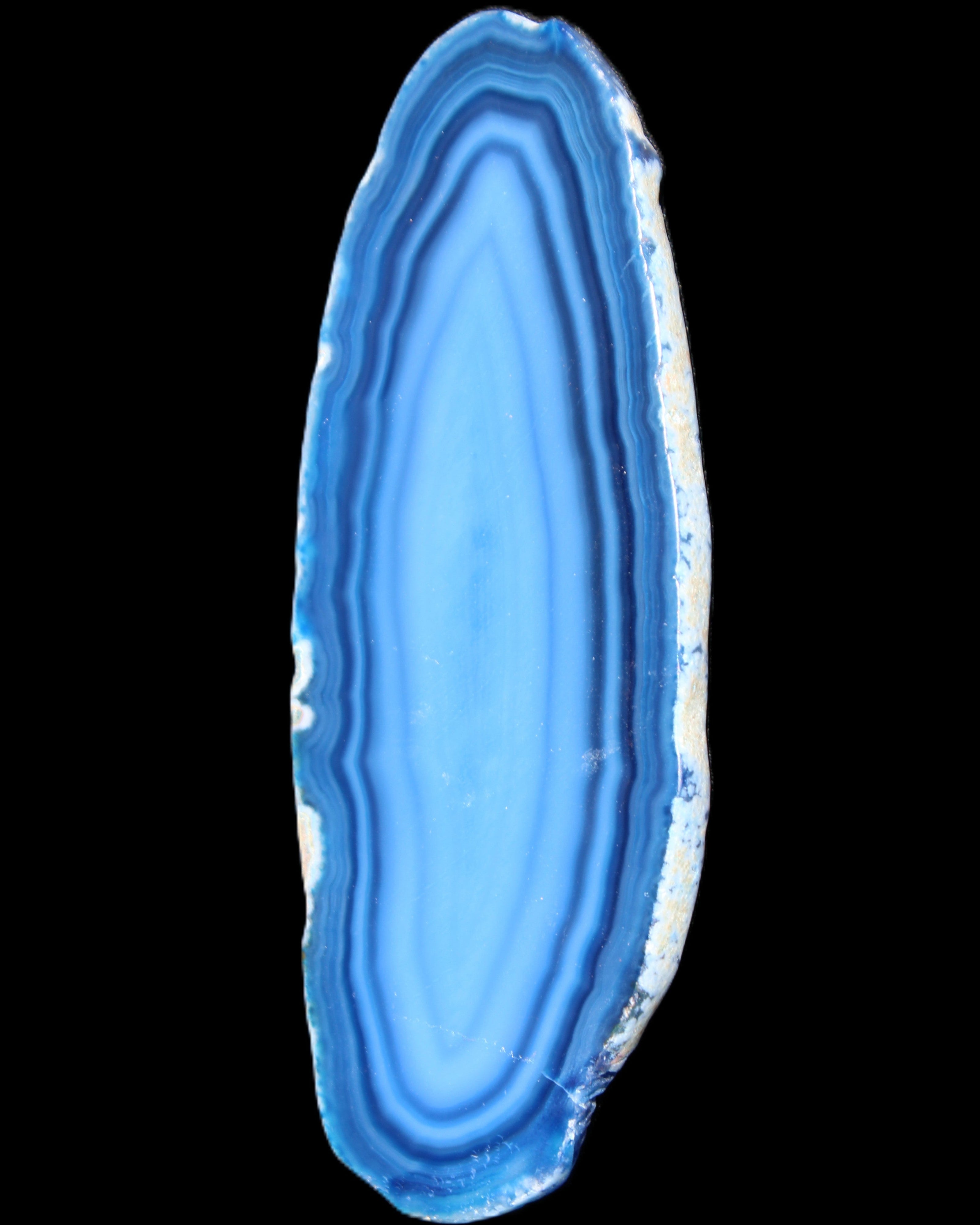 Blue dyed Agate slice 97*38*5mm 36g in sunlight - Rocks and Things Store