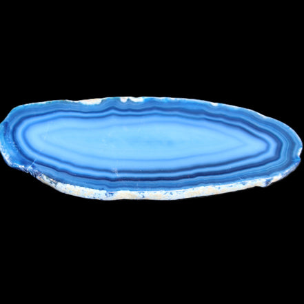 Blue dyed Agate slice 97*38*5mm 36g in sunlight - Rocks and Things Store