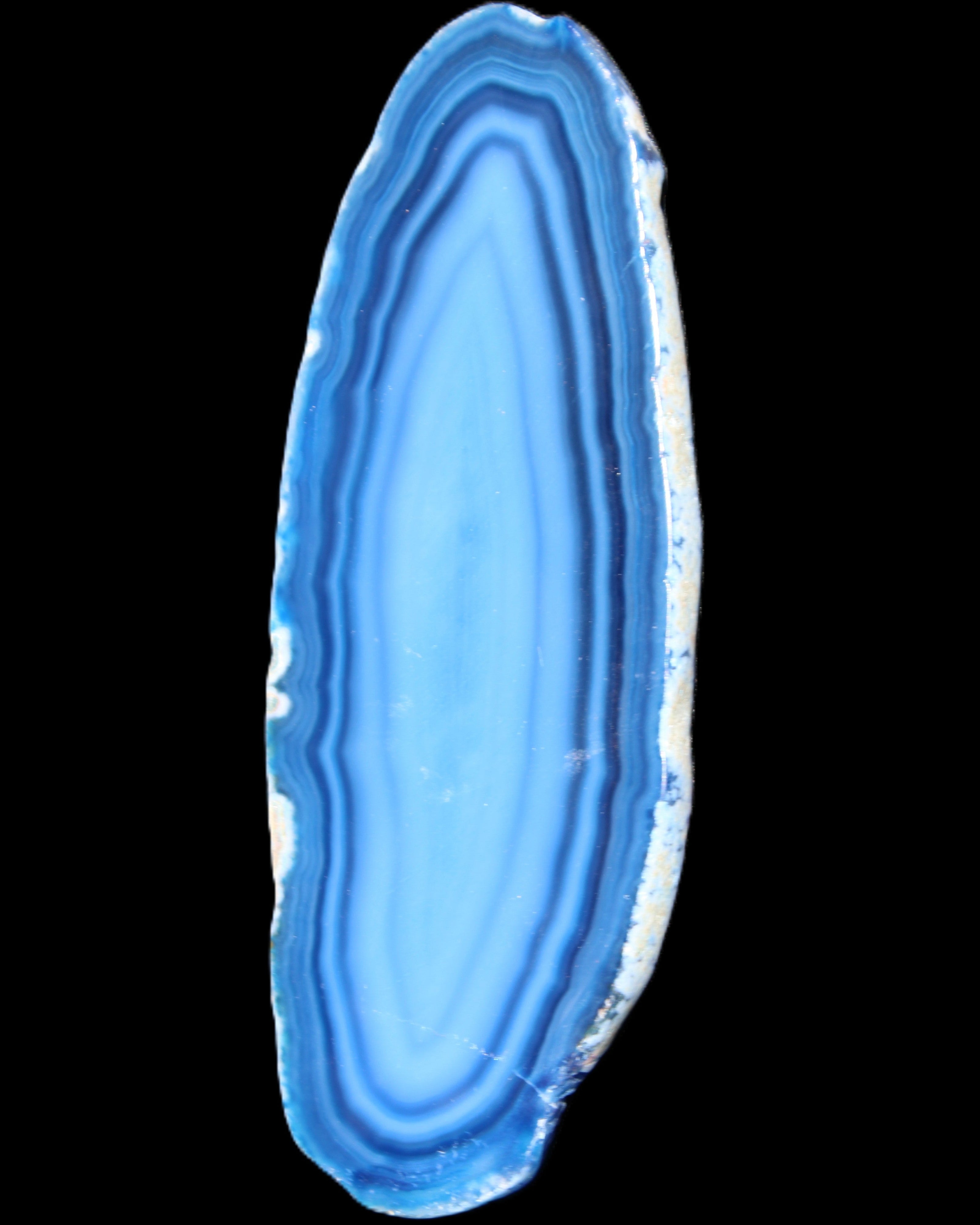 Blue dyed Agate slice 97*38*5mm 36g in sunlight - Rocks and Things Store