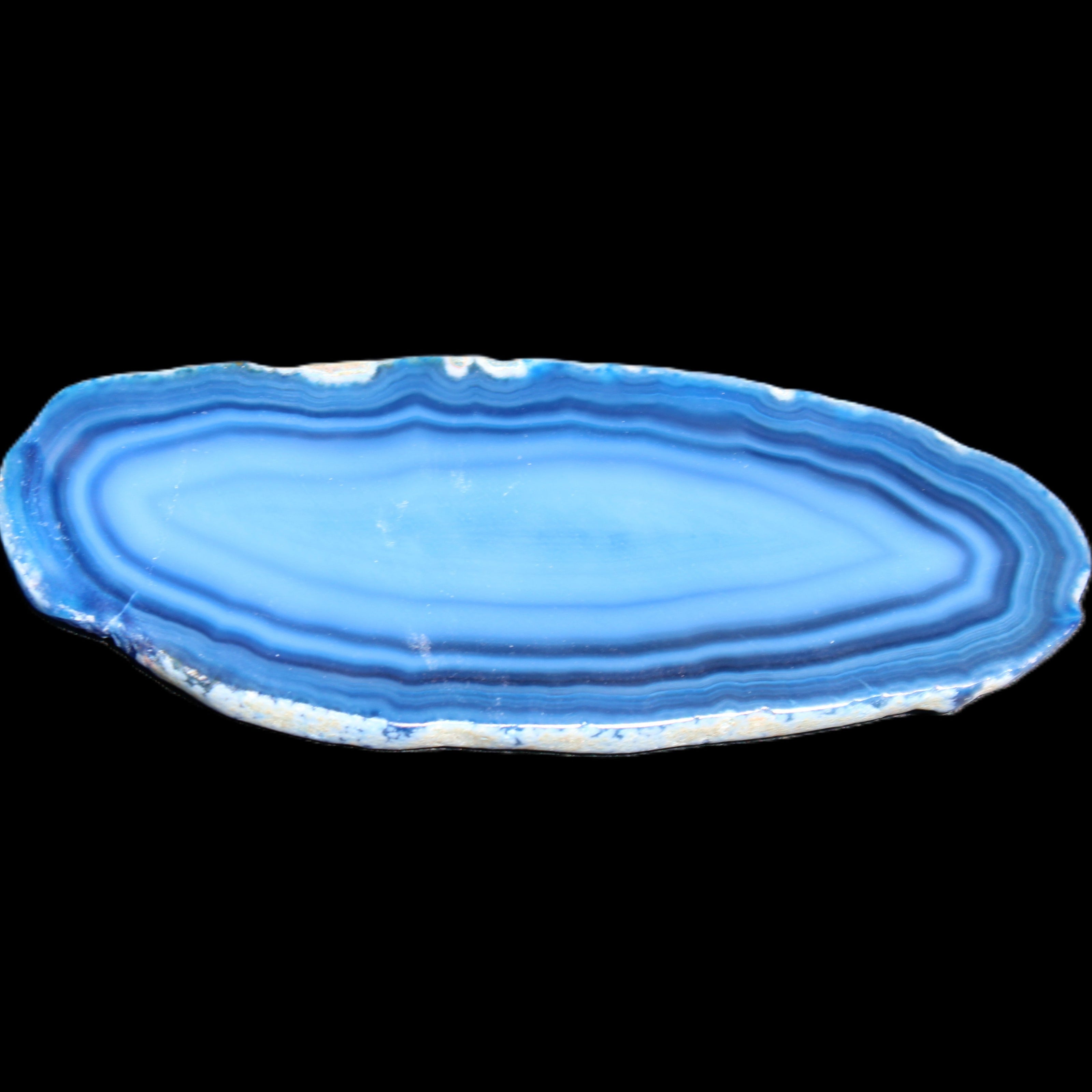 Blue dyed Agate slice 97*38*5mm 36g in sunlight - Rocks and Things Store
