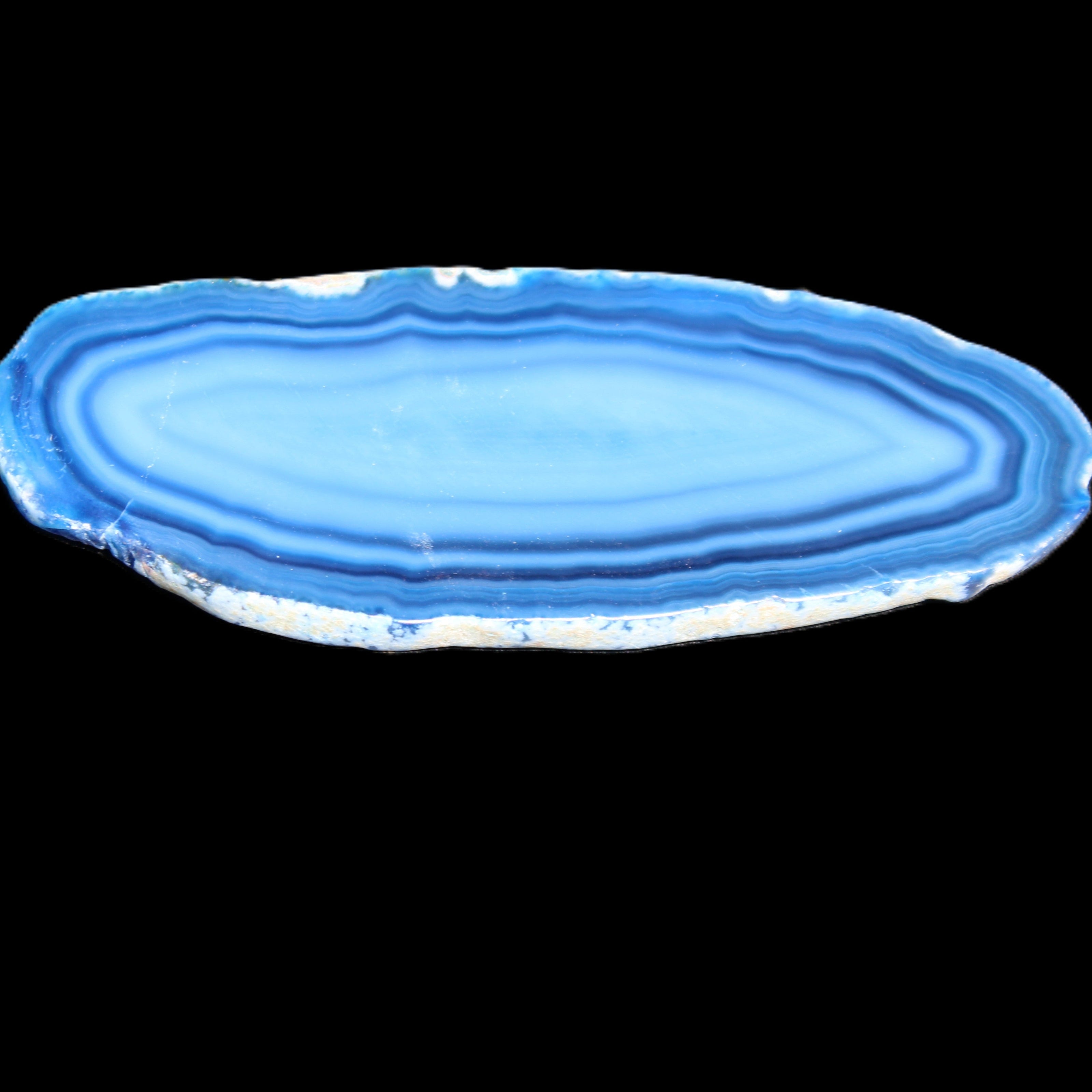 Blue dyed Agate slice 97*38*5mm 36g in sunlight - Rocks and Things Store