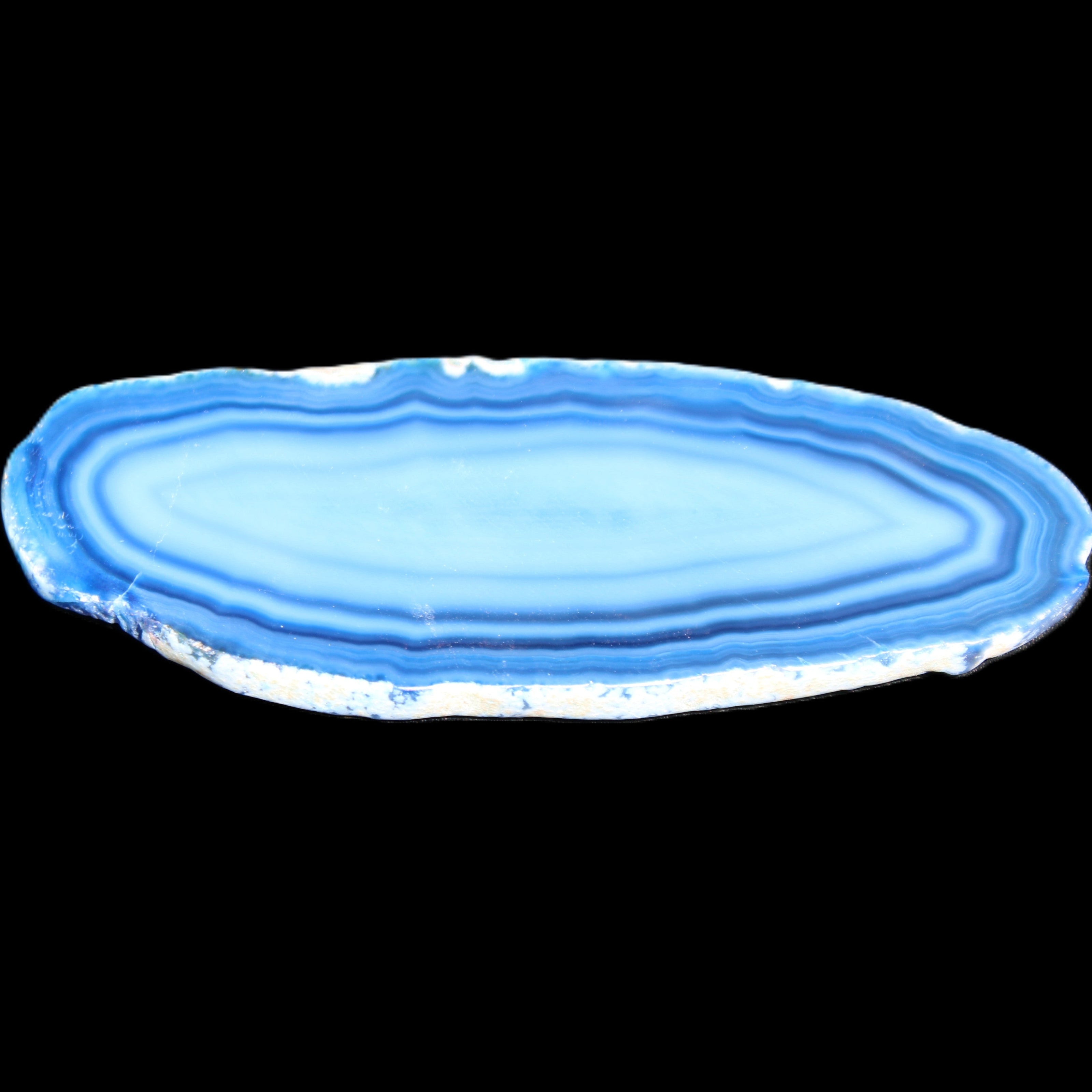 Blue dyed Agate slice 97*38*5mm 36g in sunlight - Rocks and Things Store