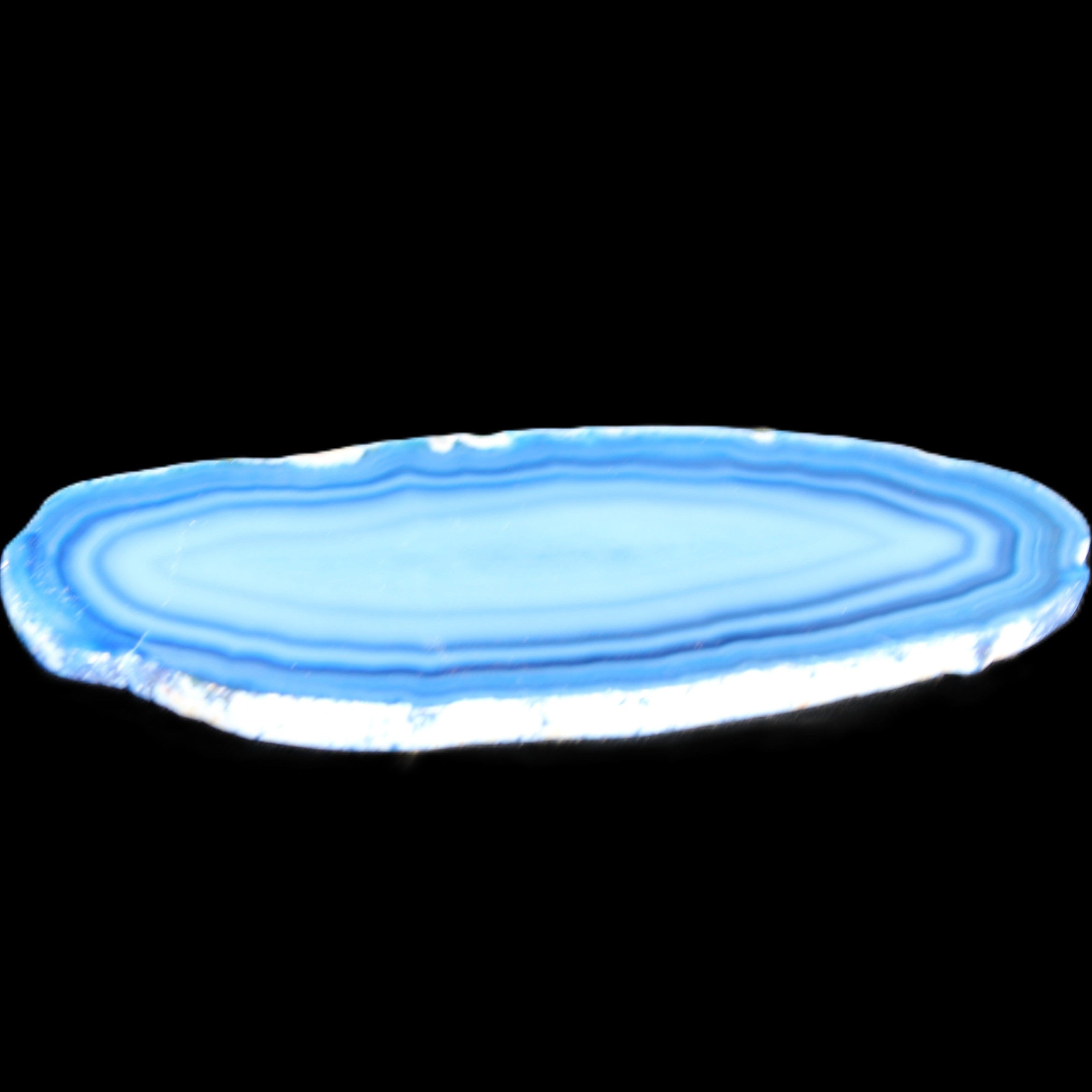 Blue dyed Agate slice 97*38*5mm 36g in sunlight - Rocks and Things Store